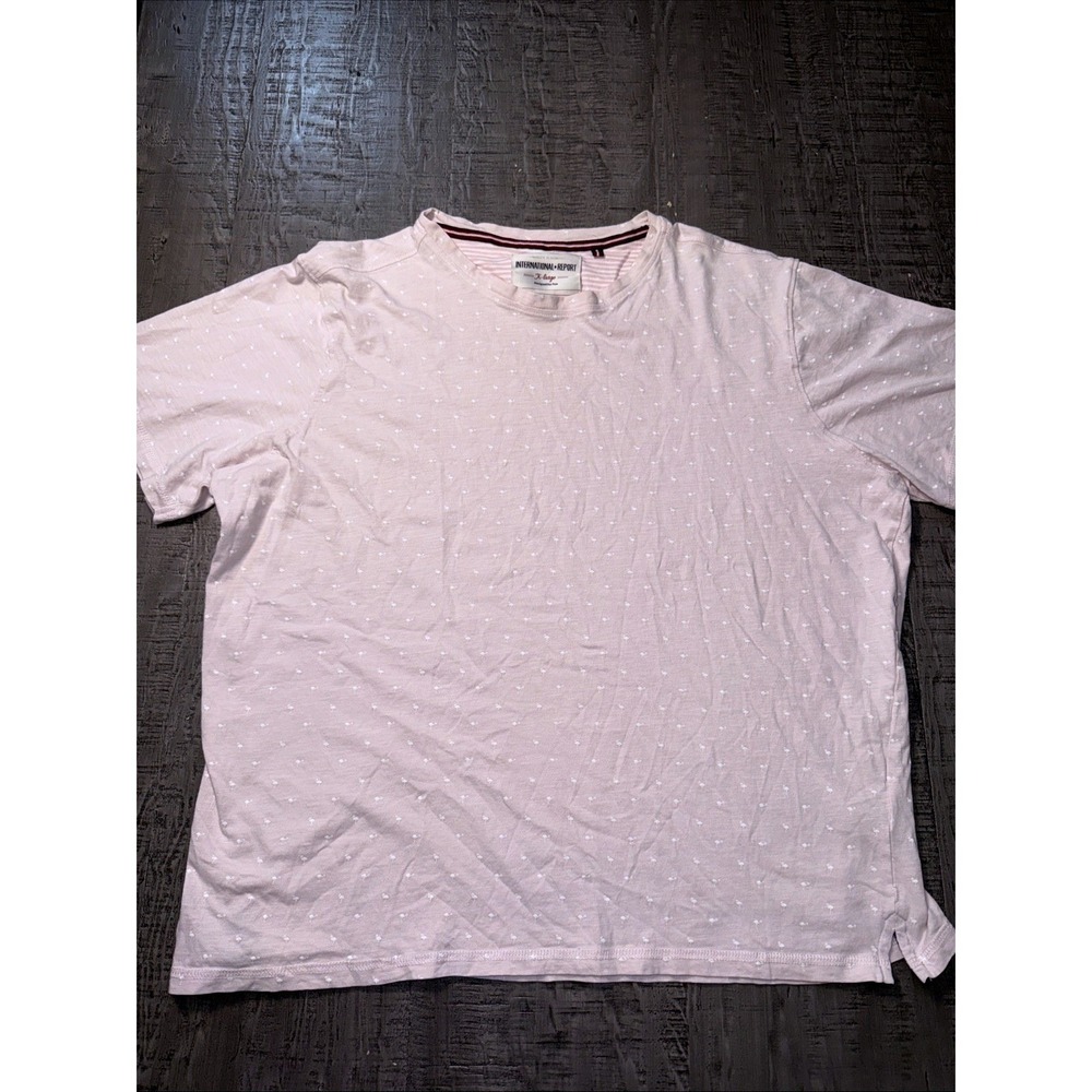International Report Mens XL Pink Flamingo Embroidered‎ Slub Jersey T-Shirt